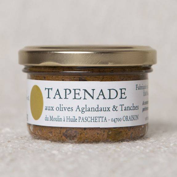 Vente tapenade verte maison aux olives Aglandaux et Tanches, pot 90g, proche de Manosque
